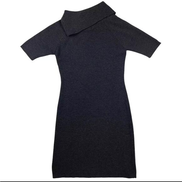 Calvin Klein Short Sleeve Cowl Neck Dark Gray Sweater Dress Women’s Size Small - Picture 2 of 12
